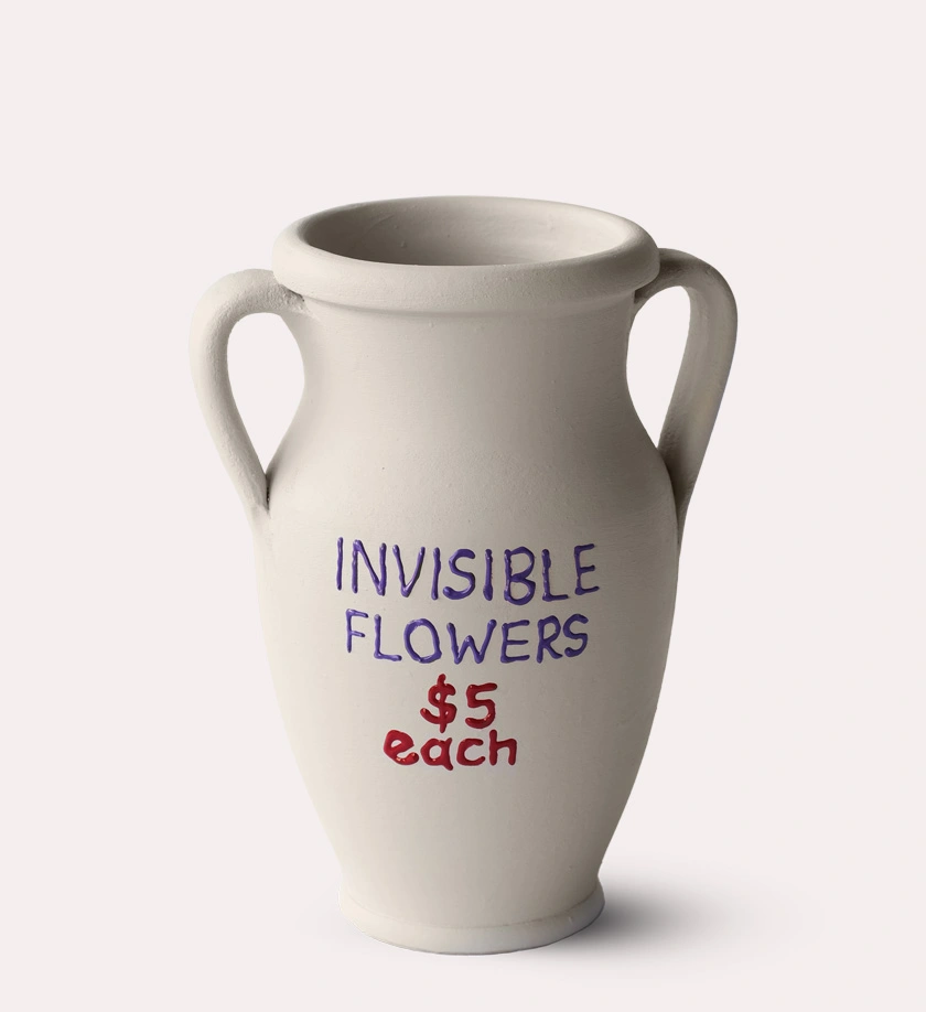 krem renk invisible flowers terakota toprak dekoratif obje