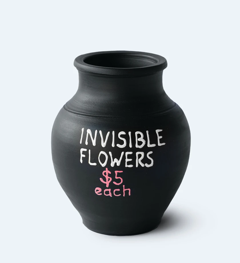 siyah renk invisible flowers terakota toprak dekoratif obje