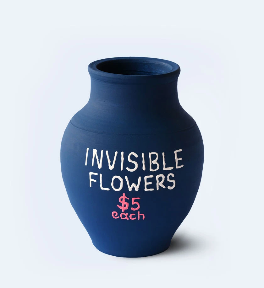lacivert renk invisible flowers terakota toprak dekoratif obje
